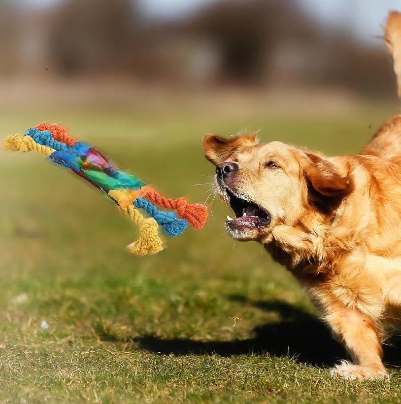 Rainbow Twist Candy Dog Chew Toy - Colorful Squeaky Bite-Resistant Toy for Teeth Grinding and Interactive Pet Playtime