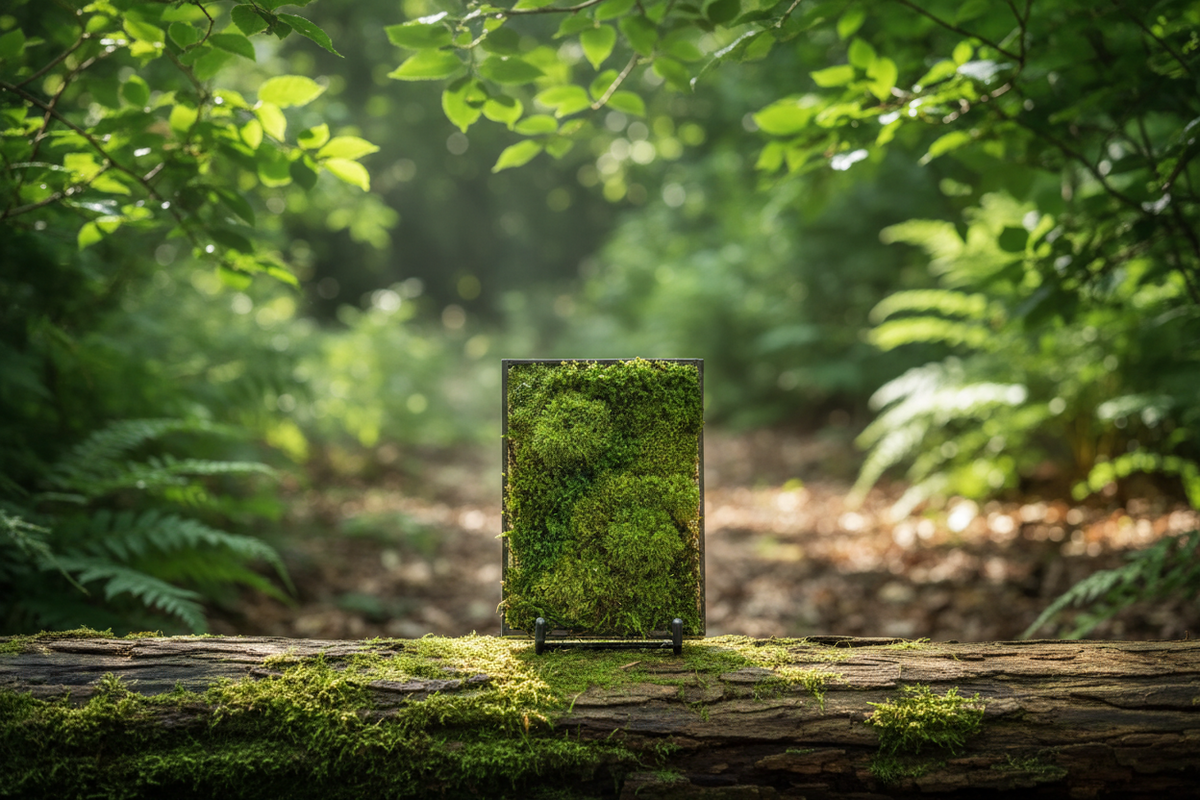 Mini Moss Fern Terrarium Frame – 12x17CM Glass Landscape Display with Stand for Succulents, Tabletop Decor and Nature-Inspired Home Styling