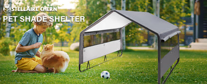 Waterproof Outdoor Dog Tent – Windowed Sunshade Cot Shelter for Comfortable Pet Rest, Camping, Backyard Lounging and Warm-Weather Adventures