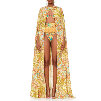 Tassel Print Bikini Set – Elegant Women’s High-End Swimsuit with Cross-Border Detailing, Stylish and Fashionable Summer Swimwear