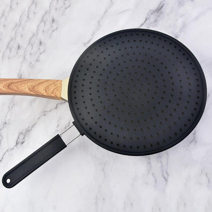 Silicone Kitchen Splatter Screen – Heat-Resistant Oil Splash Guard with Handle and Drain Board Function for Safer, Cleaner Frying and Cooking