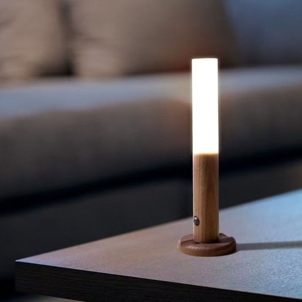 Rechargeable Wooden Motion Sensor Wall Light – Wireless USB LED Night Lamp for Hallways, Bedrooms, Stairs and Convenient Hands-Free Illumination