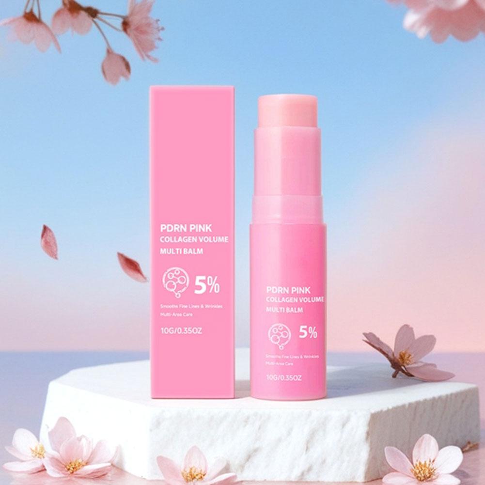 Pink Collagen Volume Multi Balm Stick – Hydrating Face, Neck, Under-Eye and Lip Treatment for Plumping, Firming and Smoothing Fine Lines
