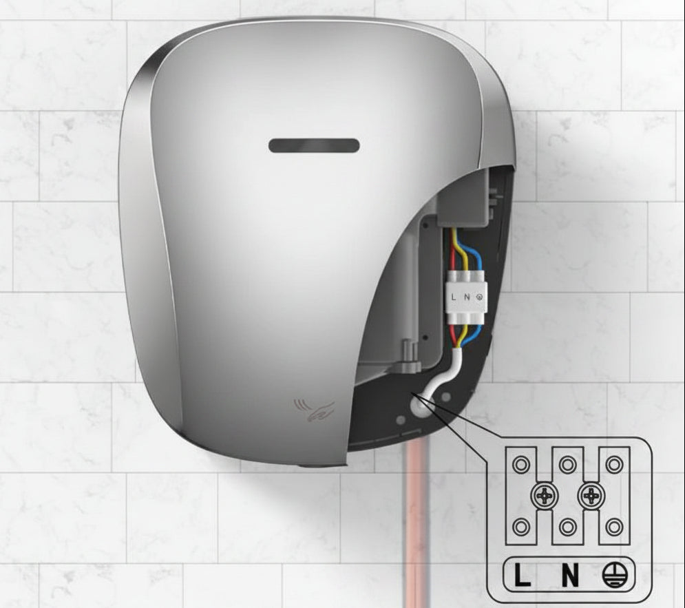 Automatic HEPA Hand Dryer – 1450W Heavy Duty Stainless Steel Air Dryer with High-Speed Drying for Commercial Bathrooms and Offices
