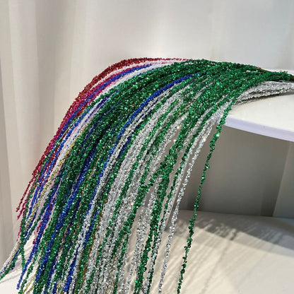 Sequin Glitter Christmas Branch Sticks – Artificial White Tassel Plant Decorations for Holiday Trees, Parties & Festive Displays