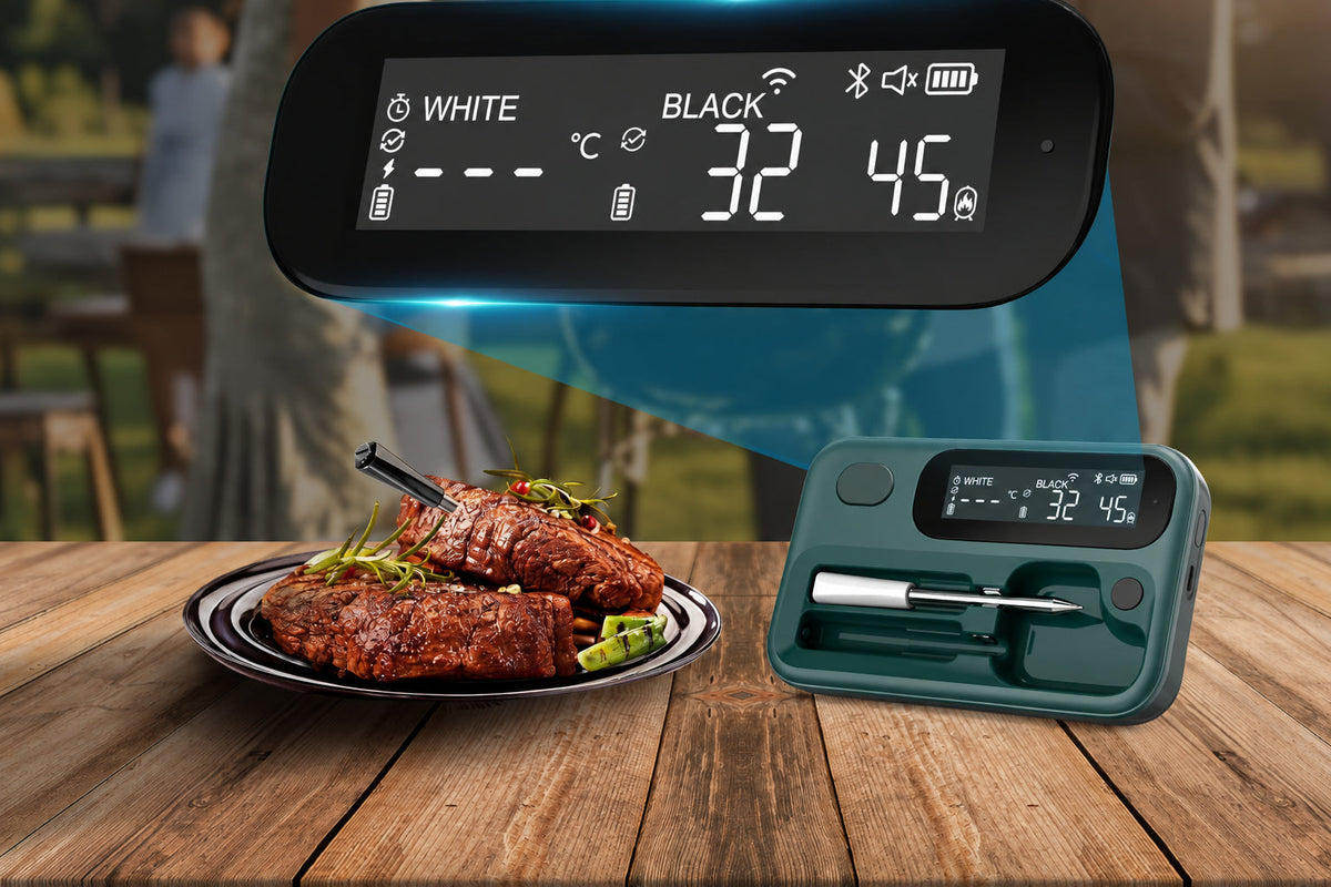 Wireless Bluetooth Meat Thermometer – Precision BBQ Temperature Gauge with Long and Short Probes for Beef, Grilling, Roasting and Everyday Cooking