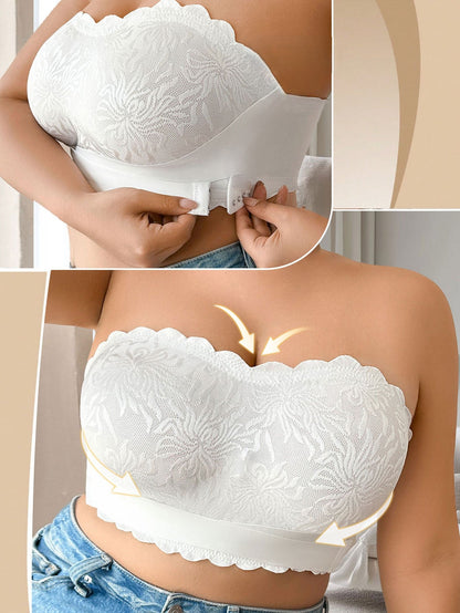 Plus-Size Strapless Adhesive Bra – Invisible 5XL Lace Stick-On Bustier with No-Slip Support for Backless Wedding Dresses, Formal Gowns and Party Outfits