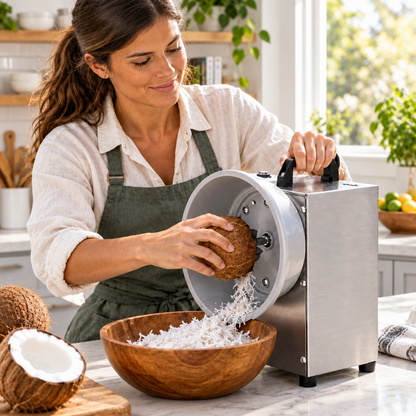 Heavy-Duty Electric Coconut Grater – Stainless Steel High-Speed Grating Machine with Thickened Sharp Head for Fast Kitchen Coconut Preparation