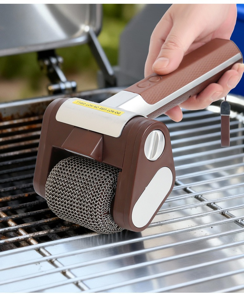 Rechargeable Electric Grill Brush – LED-Lighted BBQ Cleaner with 304 Stainless Steel Replaceable Heads for Fast, Powerful Barbecue Grate Cleaning
