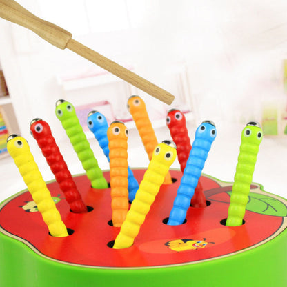 Wooden Fruit Catch Worm Game – Interactive Kids Toy for Fine Motor Skills, Hand-Eye Coordination, Pretend Play and Early Learning