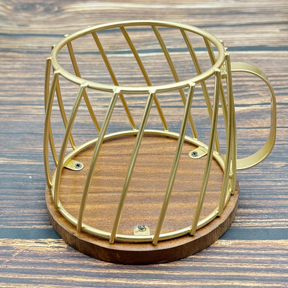 Mug-Shaped Coffee Pod Holder – Metal Capsule Storage Basket with Wooden Lid for Kitchen Countertops, Coffee Stations and Decorative Organization