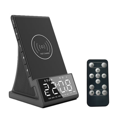 Wireless Charging Alarm Clock Speaker – LED Smart Clock with Bluetooth, FM Radio, USB Fast Charger & Modern Desktop Design