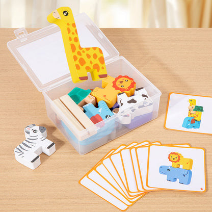 Wooden Stacking Challenge Blocks – Balance Building Toy for Kids with Creative Construction, Problem Solving and Fine Motor Skill Development