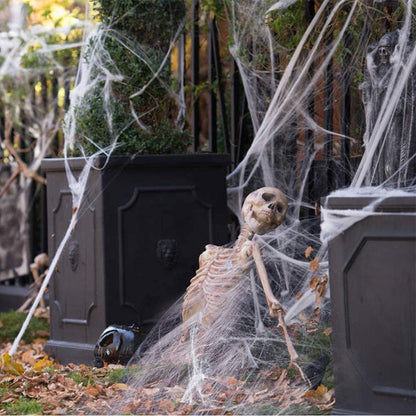 Stretchy Halloween Spider Web – Artificial White Cobweb Decoration for Haunted Houses, Scary Party Scenes, Indoor Displays and Outdoor Spooky Decor