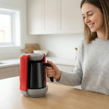 Automatic Turkish Coffee Maker – Electric Portable Mocha Coffee Machine and Hot Milk Pot for Rich Brews, Quick Heating and Home Use