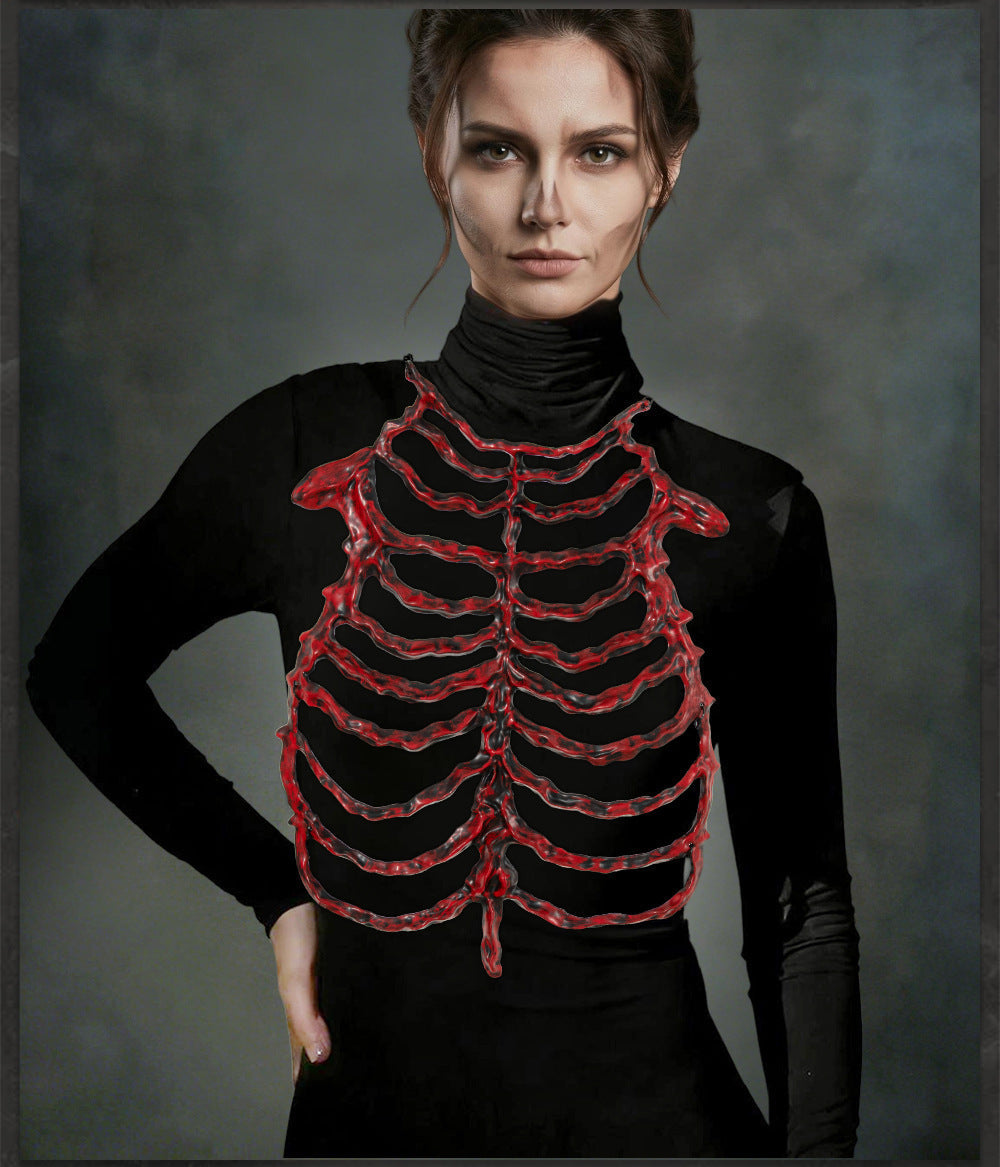 Halloween Skeleton Chest Prop – Hollow Skull and Breastbone Frame Costume Accessory for Cosplay, Haunted Parties, Performances and Spooky Holiday Decor