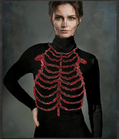 Halloween Skeleton Chest Prop – Hollow Skull and Breastbone Frame Costume Accessory for Cosplay, Haunted Parties, Performances and Spooky Holiday Decor