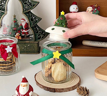 Christmas Glass Sealing Jar – Cute Santa Candy Storage Bottle for Snacks, Cookies & Holiday Treats, Decorative Kitchen Container for Xmas & New Year