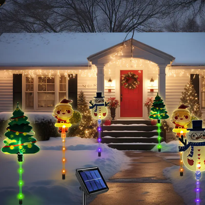 Solar Christmas Lawn Light Set – 6-Piece Santa & Reindeer Waterproof Garden Lamps for Festive Outdoor Holiday Decoration