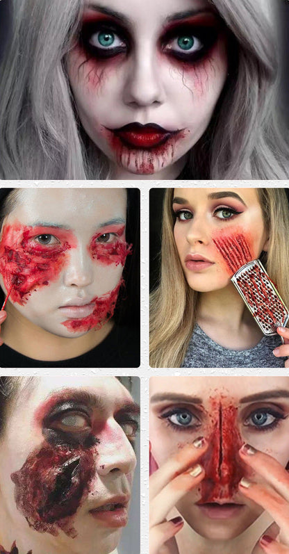 Fake Blood Makeup Kit – 5-Piece Realistic Washable Halloween SFX Set for Zombies, Monsters, Mouth Effects, Clothes and Horror Costumes
