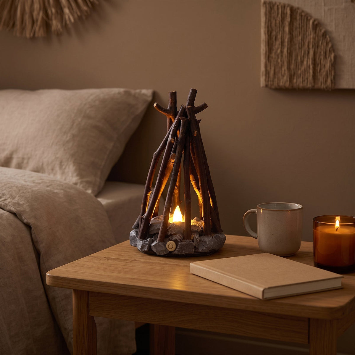 Handmade Stone Branch Night Light – Retro Ecological LED Ambient Lamp for Desktops, Bars and Counters with Artistic Natural Home Decor