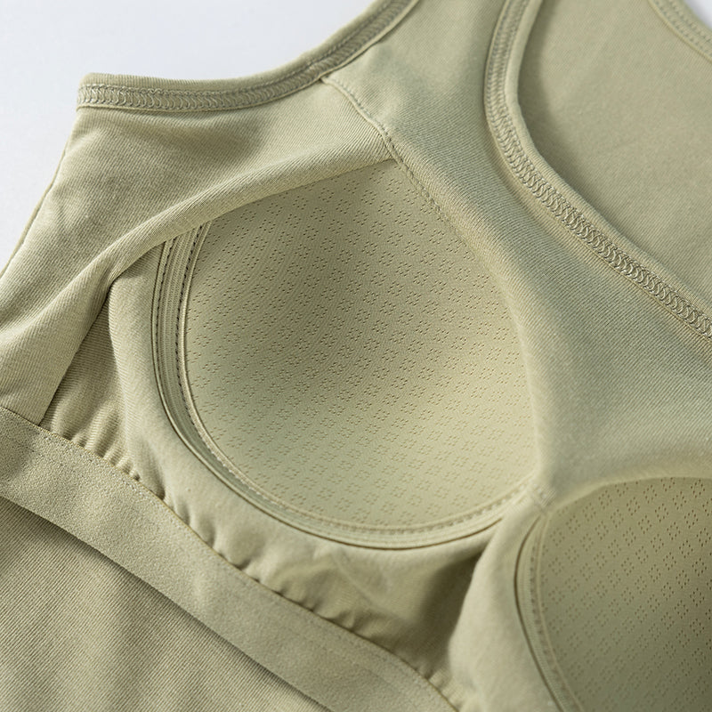 Integrated Strap Vest Top with Chest Pad – Women’s Built-In Bra Innerwear Base Shirt for Daily Comfort and Style