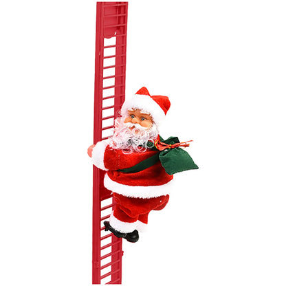 Electric Climbing Ladder Santa Claus - Musical LED Light Christmas Decor Ornament for Trees, Festive Hanging Holiday Decoration for Home & Party Displays