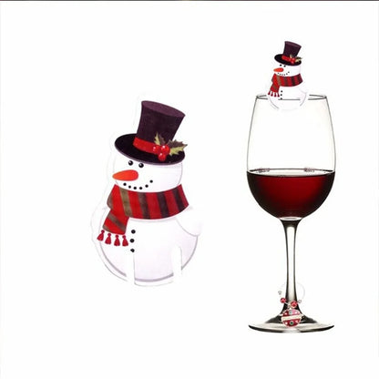 Wine Glass Christmas Card Set – 10-Piece  Santa Hat Cup Decorations for Home, Parties, Xmas Table Settings & New Year Celebrations