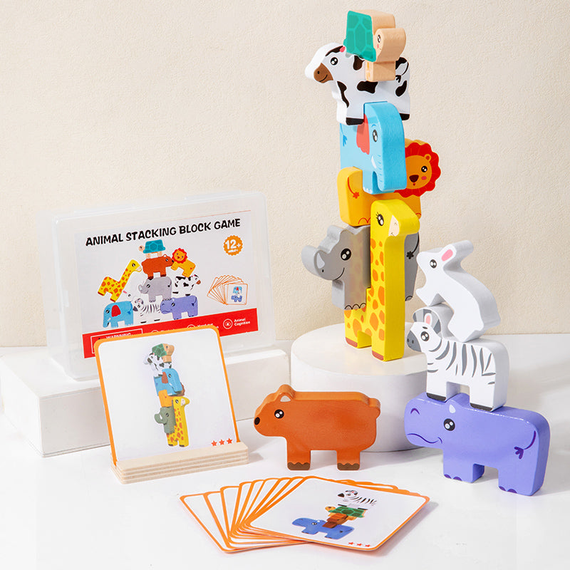 Wooden Stacking Challenge Blocks – Balance Building Toy for Kids with Creative Construction, Problem Solving and Fine Motor Skill Development