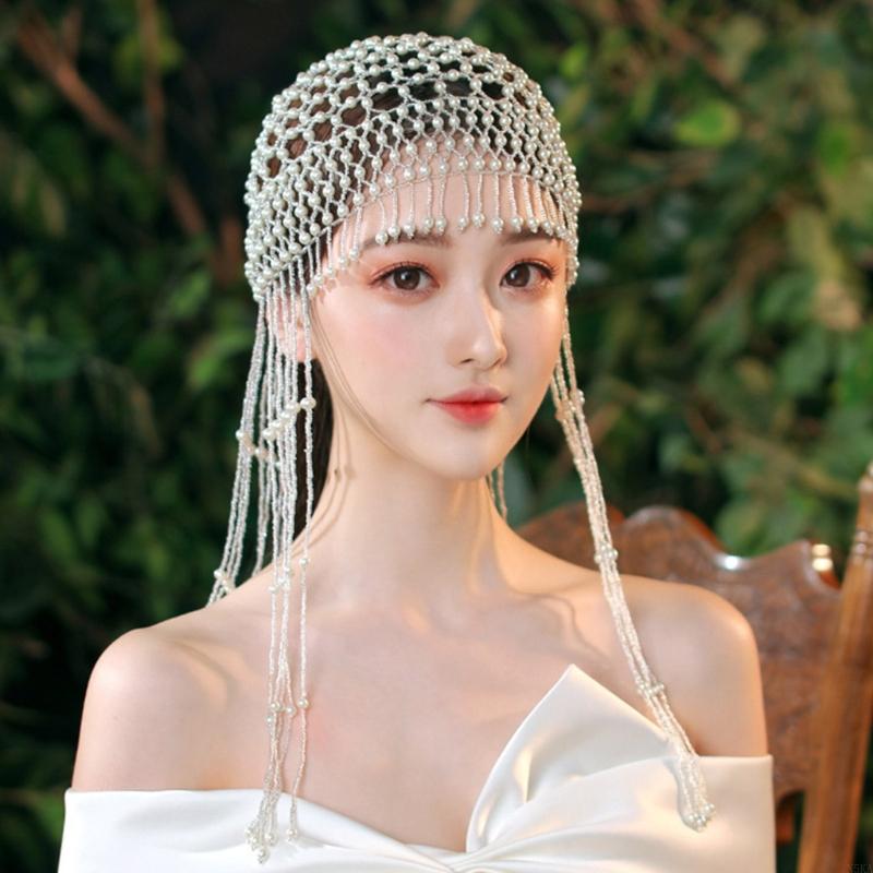 Graceful Pearl Beaded Hair Headpiece - Adjustable Elegant Hair Accessory for Weddings, Formal Events, or Stylish Everyday Wear