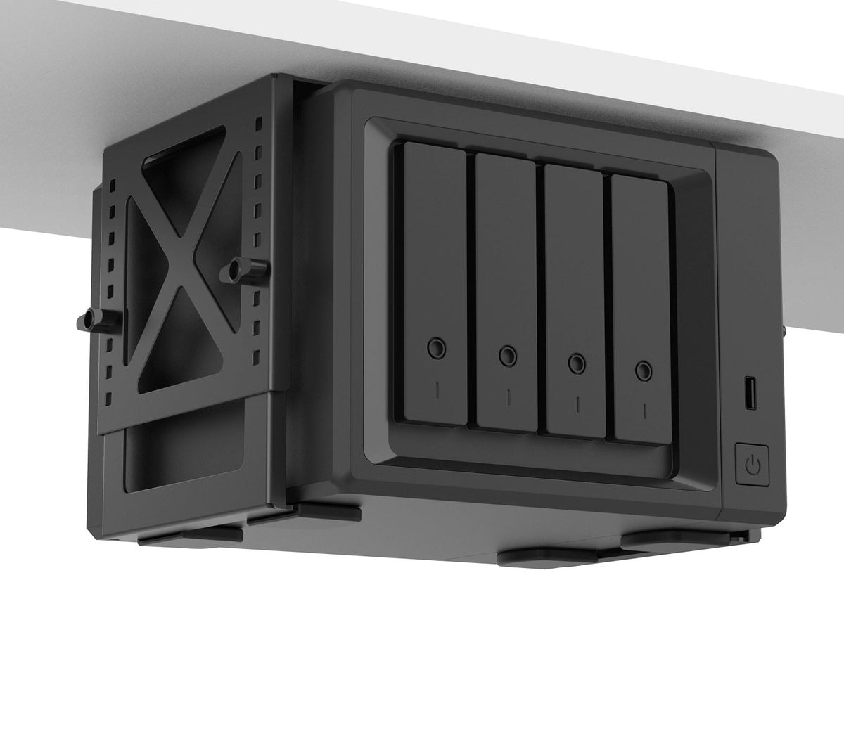 Adjustable Under-Desk PC / NAS Mount – Heavy-Duty Bracket Holder for CPU Towers, UPS Units & Small Form Computers, Space-Saving Office Setup