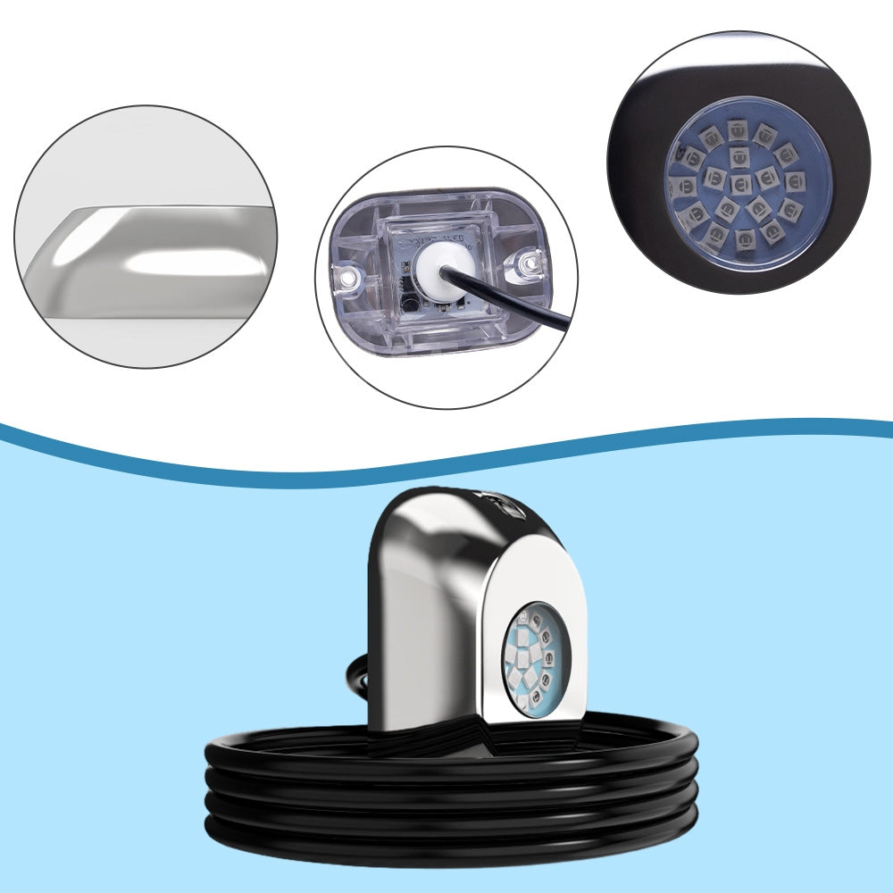 Marine Underwater Boat Light – Waterproof 10-30V Transom LED Lamp for Yachts and Pontoon Boats with Bright Tail and Accent Illumination