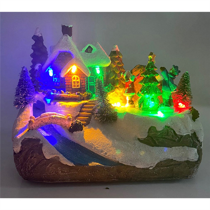Glowing Christmas Village Resin Houses – Snowy LED Light Décor for Home Displays, Winter Scenes, Holiday Table Decorations, and Christmas Atmosphere