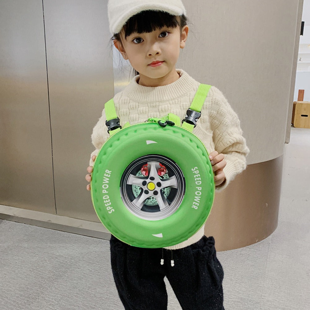 Colorful Tire-Shaped Kids School Backpack – EVA Waterproof Large-Capacity Kindergarten Bag with Adjustable Straps for Boys & Girls