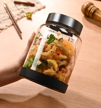 Borosilicate Pickle Jar – Airtight Glass Olive and Cucumber Storage Container with Double Exhaust Valve for Fresh Preservation