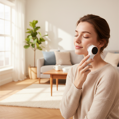 Hot Cold Facial Beauty Device – Rechargeable Red Blue Light Massager with Cooling and Warming Modes for Portable At-Home Skin Care