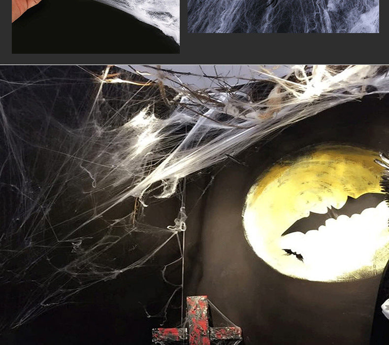 Stretchy Halloween Spider Web – Artificial White Cobweb Decoration for Haunted Houses, Scary Party Scenes, Indoor Displays and Outdoor Spooky Decor