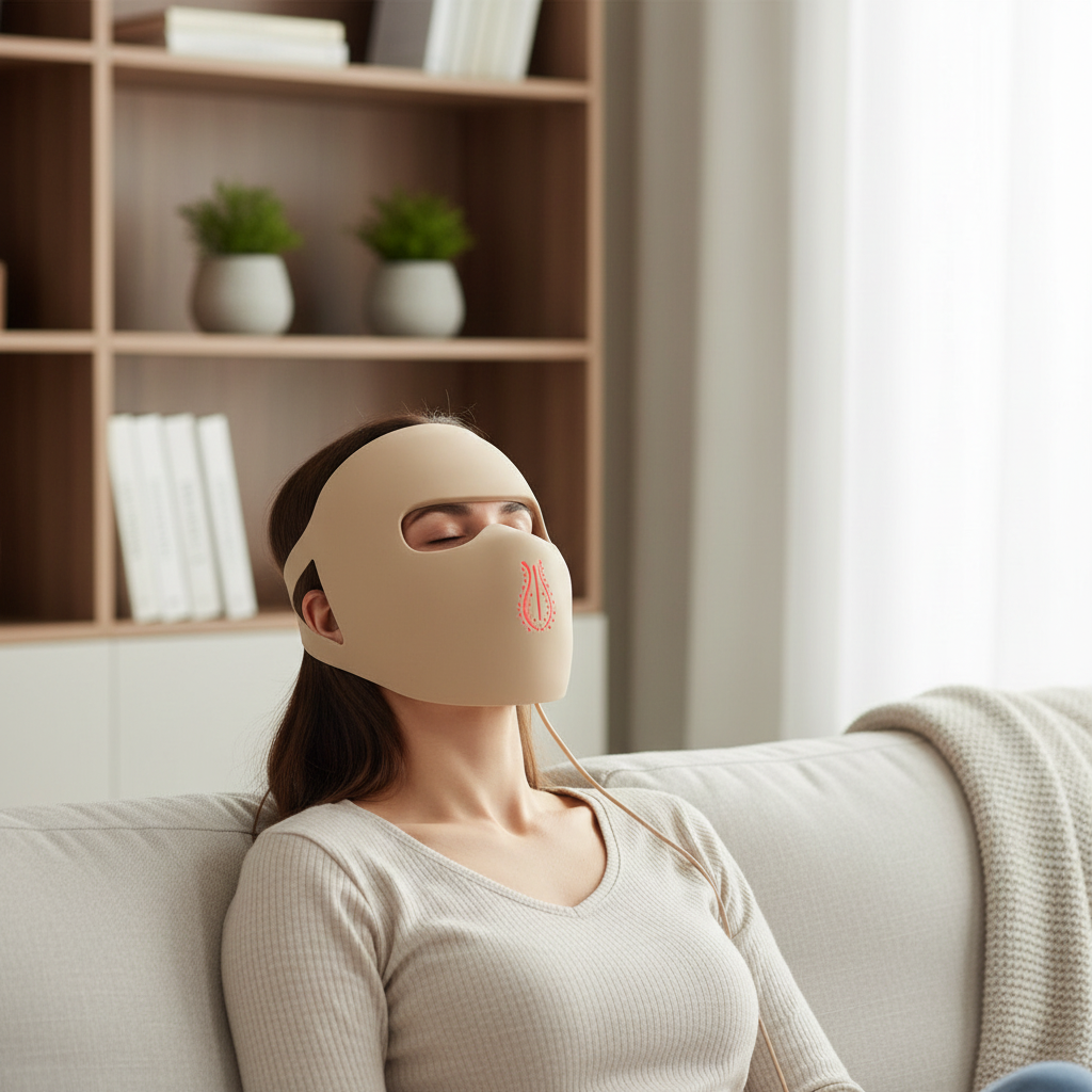 Hello Face M300 LED Mask – Flexible 4D Contouring Silicone Photon Therapy Mask for Comfortable, Light-Blocking At-Home Facial Skin Care