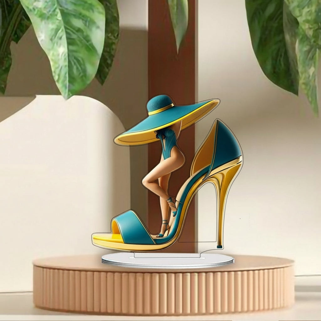 Creative High-Heel Beauty Figurine – Stylish Cartoon Desktop Ornament for Living Room Home Decor, Unique Decorative Accent for Modern Spaces