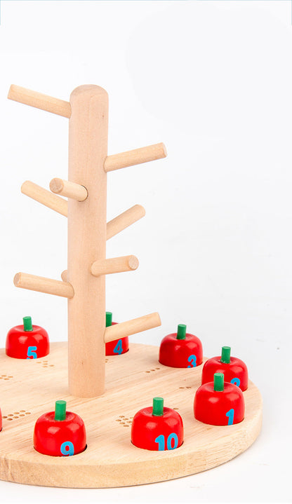 Montessori Apple Tree Counting Toy – Wooden Math Learning Game for Number Recognition and Early Education
