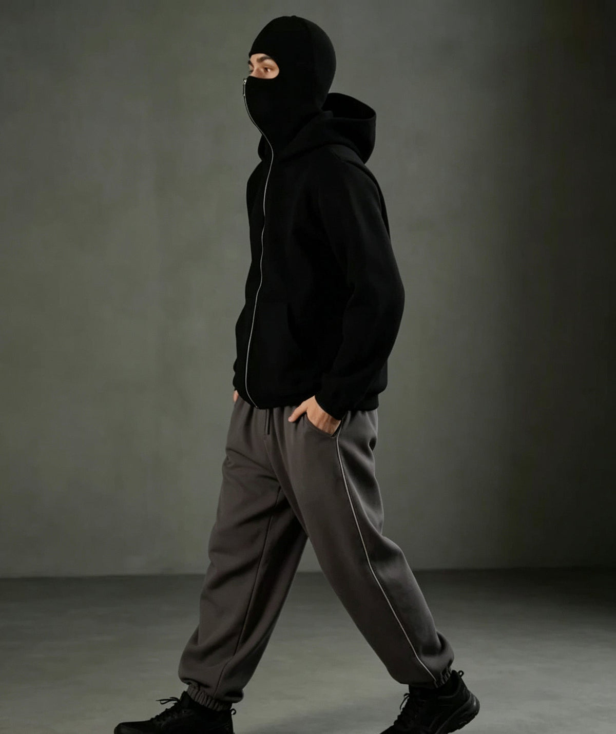 Unisex Windproof Double Hood Sweatshirt – Full Zip Loose Streetwear Coat for Autumn Winter, Casual Layering and Cold Weather Protection