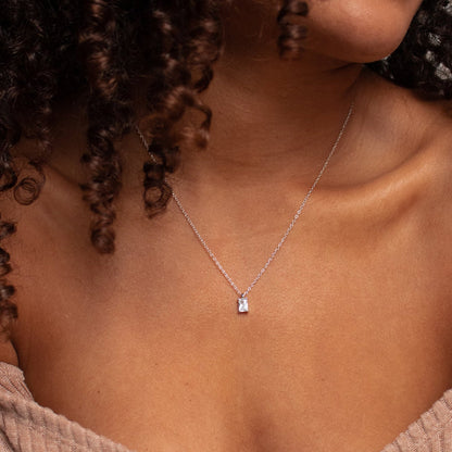 Rectangular Zirconia Pendant Necklace – Gold-Plated Stainless Steel Fine Jewelry for Women with Elegant Short Chain Design, Wholesale Fashion and Gifts