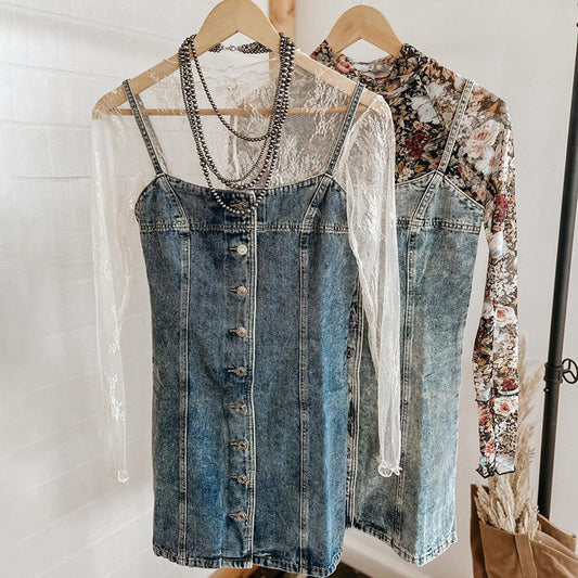 Women's Sleeveless Distressed Denim Slip Dress - Mini Dress with Button Design, Casual Summer Streetwear Fashion Outfit for Trendy Looks