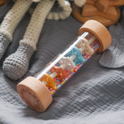 Montessori Rain Stick Toy - Rainbow Music Rattle for Sensory Development, Early Learning and Interactive Play