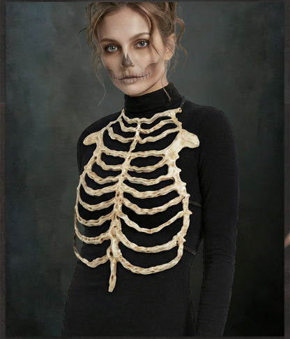 Halloween Skeleton Chest Prop – Hollow Skull and Breastbone Frame Costume Accessory for Cosplay, Haunted Parties, Performances and Spooky Holiday Decor