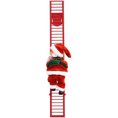 Electric Climbing Ladder Santa Claus - Musical LED Light Christmas Decor Ornament for Trees, Festive Hanging Holiday Decoration for Home & Party Displays