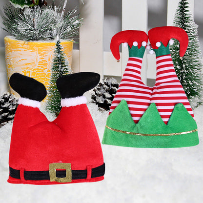 Vibrant Red Christmas Elf Pants Beanie – Funny Holiday Party Hat for Festive Celebrations, Costume Dress-Up, Santa-Themed Events, and Xmas Photo Props