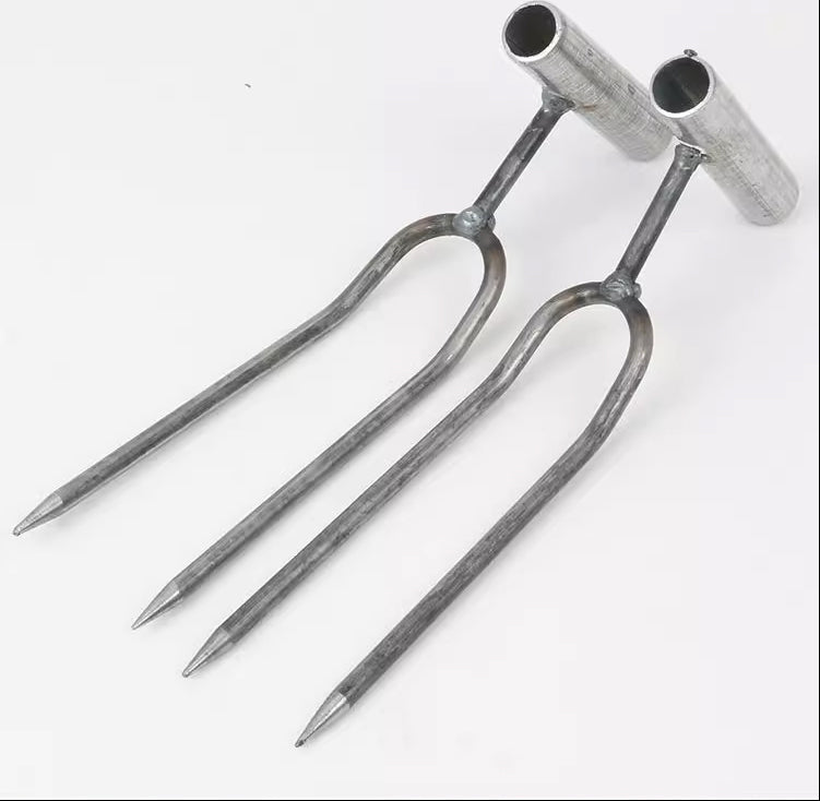 Adjustable Two-Teeth Garden Fork – Stainless Steel Hand Cultivator and Spade Tool for Digging, Loosening Soil, Weeding and Efficient Home Gardening