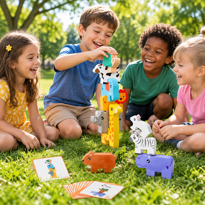 Wooden Stacking Challenge Blocks – Balance Building Toy for Kids with Creative Construction, Problem Solving and Fine Motor Skill Development