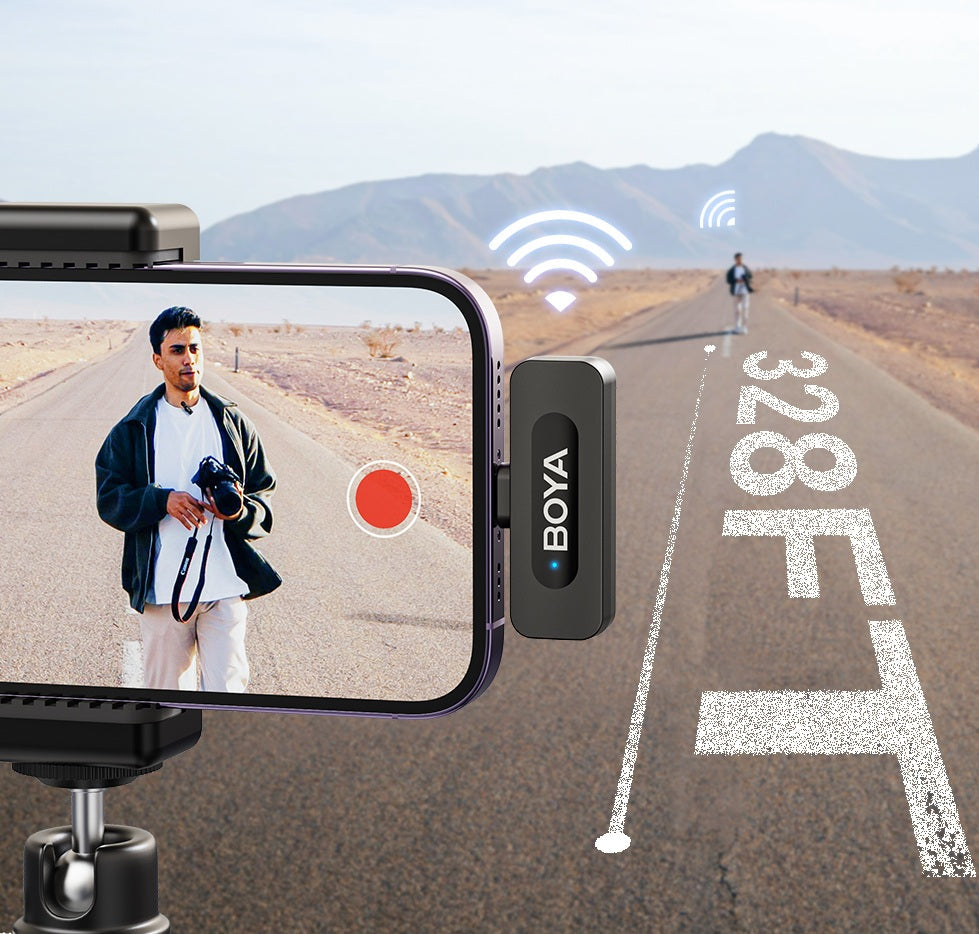 Wireless Lavalier Lapel Microphone – Rechargeable Noise-Cancelling Clip-On Mic for iPhone, Android, Camera, Live Streaming & Vlogging